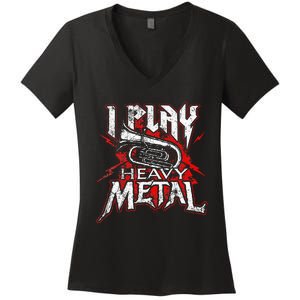 I Play Heavy Metal Tuba Player & Marching Band Women's V-Neck T-Shirt