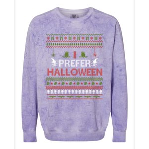 I Prefer Halloween Funny Ugly Christmas Awesome Gift Colorblast Crewneck Sweatshirt