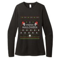 I Prefer Halloween Christmas Sweater Funny Ugly Xmas Holiday Womens CVC Long Sleeve Shirt