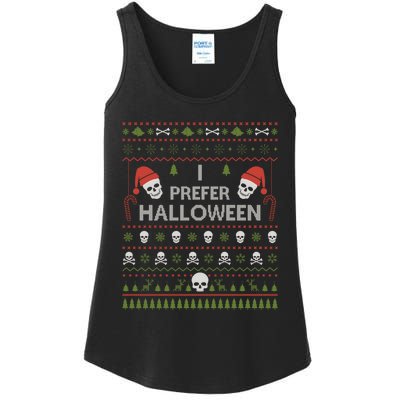 I Prefer Halloween Christmas Sweater Funny Ugly Xmas Holiday Ladies Essential Tank