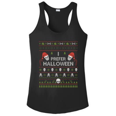 I Prefer Halloween Christmas Sweater Funny Ugly Xmas Holiday Ladies PosiCharge Competitor Racerback Tank