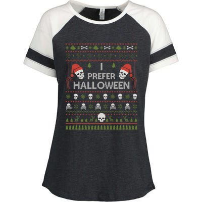 I Prefer Halloween Christmas Sweater Funny Ugly Xmas Holiday Enza Ladies Jersey Colorblock Tee