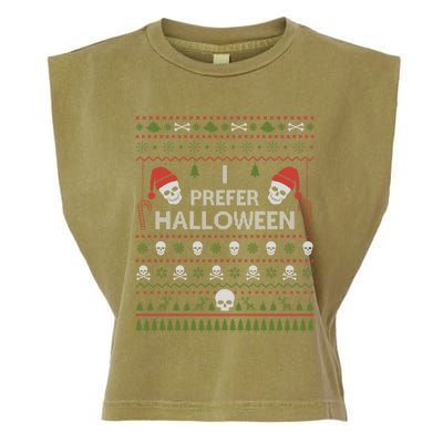 I Prefer Halloween Christmas Sweater Funny Ugly Xmas Holiday Garment-Dyed Women's Muscle Tee