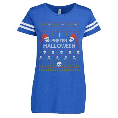 I Prefer Halloween Christmas Sweater Funny Ugly Xmas Holiday Enza Ladies Jersey Football T-Shirt