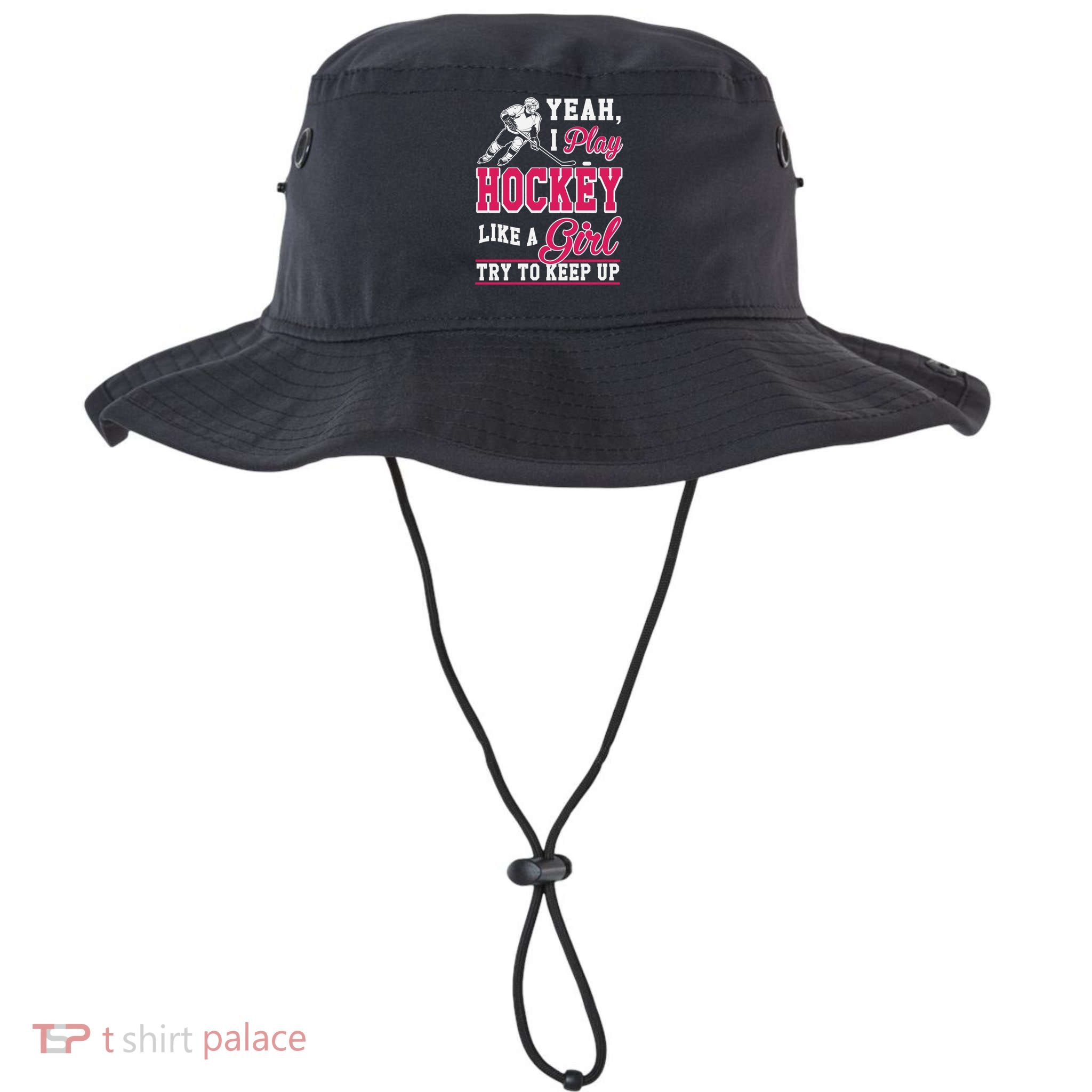 I Play Hockey Like A Girl Girls Hockey Player Cool Gift Cool Gift Bucket Hat