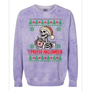 I Prefer Halloween Christmas Sweater Funny Holiday Ugly Xmas Sweatshirt Colorblast Crewneck Sweatshirt