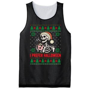 I Prefer Halloween Christmas Sweater Funny Holiday Ugly Xmas Sweatshirt Mesh Reversible Basketball Jersey Tank