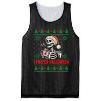 I Prefer Halloween Christmas Sweater Funny Holiday Ugly Xmas Sweatshirt Mesh Reversible Basketball Jersey Tank