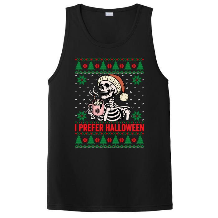 I Prefer Halloween Christmas Sweater Funny Holiday Ugly Xmas Sweatshirt PosiCharge Competitor Tank