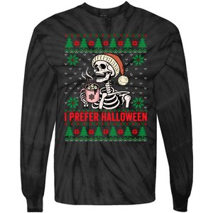 I Prefer Halloween Christmas Sweater Funny Holiday Ugly Xmas Sweatshirt Tie-Dye Long Sleeve Shirt