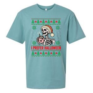 I Prefer Halloween Christmas Sweater Funny Holiday Ugly Xmas Sweatshirt Sueded Cloud Jersey T-Shirt