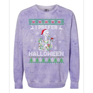 I Prefer Halloween Christmas Funny Skeleton Xmas Gift Colorblast Crewneck Sweatshirt