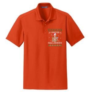 I Prefer Halloween Christmas Funny Skeleton Xmas Gift Dry Zone Grid Polo