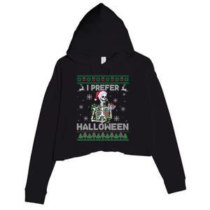 I Prefer Halloween Christmas Funny Skeleton Xmas Gift Crop Fleece Hoodie