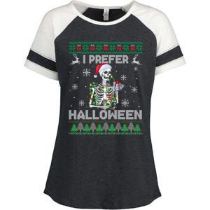 I Prefer Halloween Christmas Funny Skeleton Xmas Gift Enza Ladies Jersey Colorblock Tee