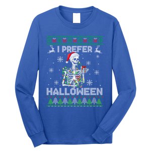 I Prefer Halloween Christmas Funny Skeleton Xmas Gift Long Sleeve Shirt