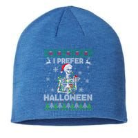 I Prefer Halloween Christmas Funny Skeleton Xmas Gift Sustainable Beanie