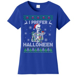 I Prefer Halloween Christmas Funny Skeleton Xmas Gift Women's T-Shirt