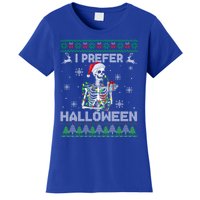 I Prefer Halloween Christmas Funny Skeleton Xmas Gift Women's T-Shirt