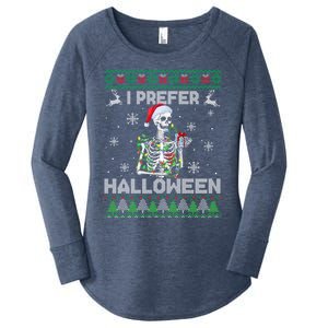 I Prefer Halloween Christmas Funny Skeleton Xmas Gift Women's Perfect Tri Tunic Long Sleeve Shirt