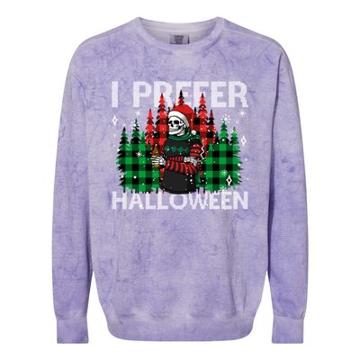 I Prefer Halloween Funny Christmas Skeleton Jumper Ugly Gift Colorblast Crewneck Sweatshirt