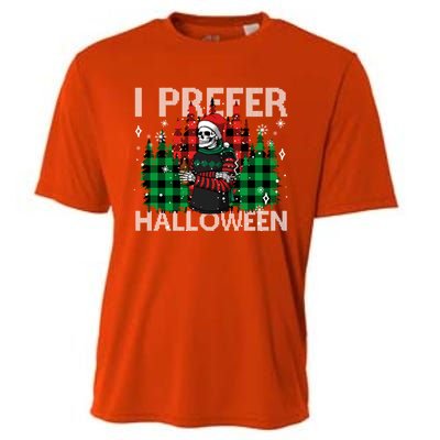 I Prefer Halloween Funny Christmas Skeleton Jumper Ugly Gift Cooling Performance Crew T-Shirt