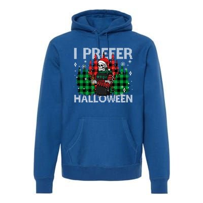 I Prefer Halloween Funny Christmas Skeleton Jumper Ugly Gift Premium Hoodie