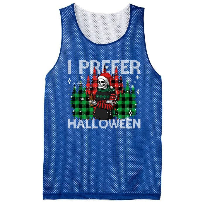 I Prefer Halloween Funny Christmas Skeleton Jumper Ugly Gift Mesh Reversible Basketball Jersey Tank