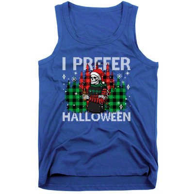 I Prefer Halloween Funny Christmas Skeleton Jumper Ugly Gift Tank Top