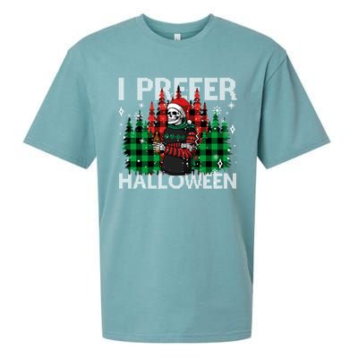 I Prefer Halloween Funny Christmas Skeleton Jumper Ugly Gift Sueded Cloud Jersey T-Shirt