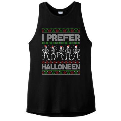 I Prefer Halloween Christmas Funny Ugly Xmas Sweater Holiday Ladies PosiCharge Tri-Blend Wicking Tank