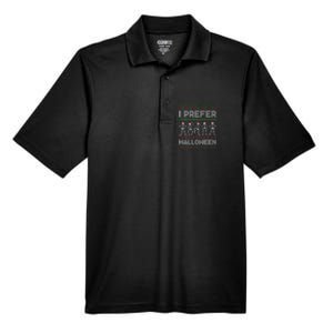 I Prefer Halloween Christmas Funny Ugly Xmas Sweater Holiday Men's Origin Performance Pique Polo