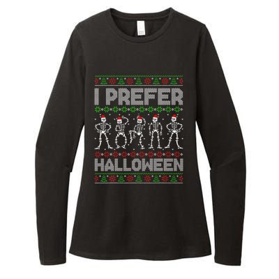 I Prefer Halloween Christmas Funny Ugly Xmas Sweater Holiday Womens CVC Long Sleeve Shirt