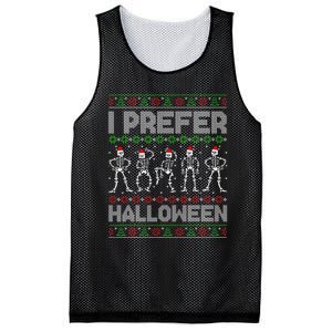 I Prefer Halloween Christmas Funny Ugly Xmas Sweater Holiday Mesh Reversible Basketball Jersey Tank