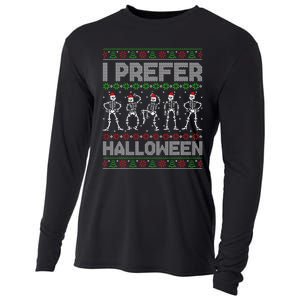 I Prefer Halloween Christmas Funny Ugly Xmas Sweater Holiday Cooling Performance Long Sleeve Crew