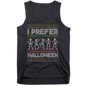 I Prefer Halloween Christmas Funny Ugly Xmas Sweater Holiday Tank Top