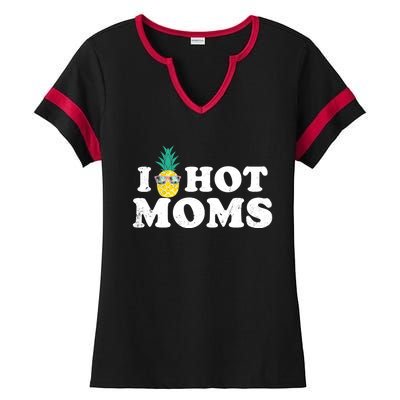 I Pineapple Hot Moms Upside Down I Heart Funny Swinger Ladies Halftime Notch Neck Tee