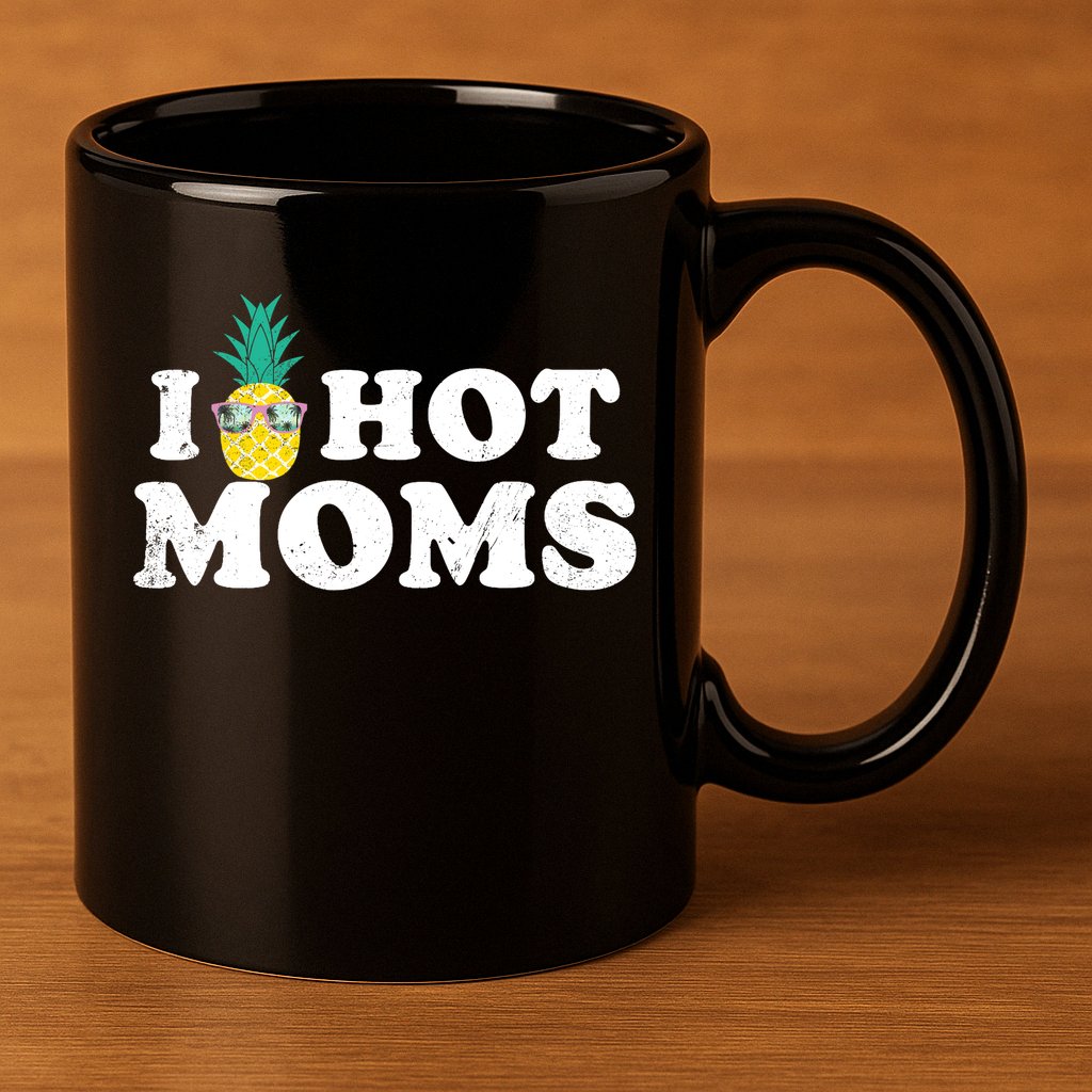 I Pineapple Hot Moms Upside Down I Heart Funny Swinger 11oz C Handle Ceramic Mug