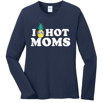 I Pineapple Hot Moms Upside Down I Heart Funny Swinger Ladies Long Sleeve Shirt