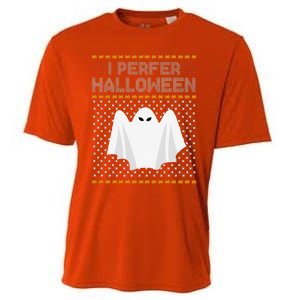 I Prefer Halloween Christmas Funny Funny Ugly Xmas Holiday Funny Cooling Performance Crew T-Shirt