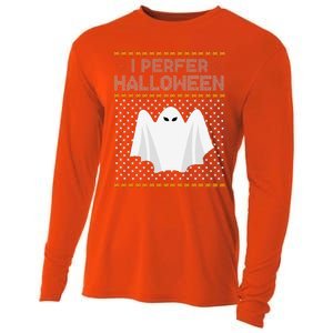 I Prefer Halloween Christmas Funny Funny Ugly Xmas Holiday Funny Cooling Performance Long Sleeve Crew