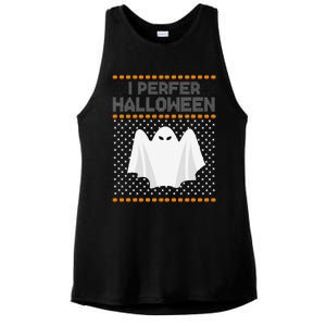 I Prefer Halloween Christmas Funny Funny Ugly Xmas Holiday Funny Ladies PosiCharge Tri-Blend Wicking Tank