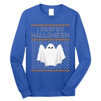 I Prefer Halloween Christmas Funny Funny Ugly Xmas Holiday Funny Long Sleeve Shirt