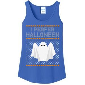 I Prefer Halloween Christmas Funny Funny Ugly Xmas Holiday Funny Ladies Essential Tank