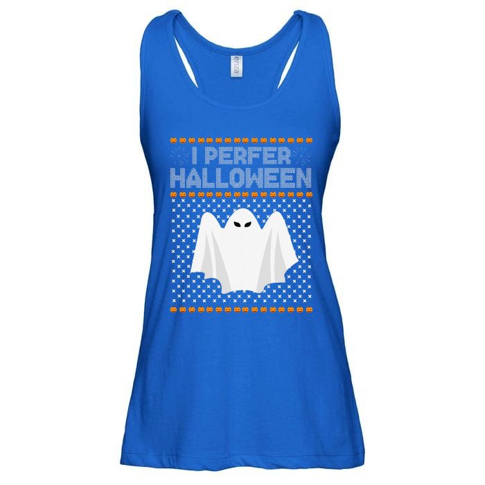 I Prefer Halloween Christmas Funny Funny Ugly Xmas Holiday Funny Ladies Essential Flowy Tank