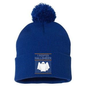 I Prefer Halloween Christmas Funny Funny Ugly Xmas Holiday Funny Pom Pom 12in Knit Beanie