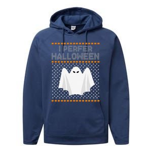 I Prefer Halloween Christmas Funny Funny Ugly Xmas Holiday Funny Performance Fleece Hoodie