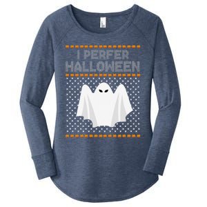 I Prefer Halloween Christmas Funny Funny Ugly Xmas Holiday Funny Women's Perfect Tri Tunic Long Sleeve Shirt