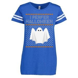 I Prefer Halloween Christmas Funny Funny Ugly Xmas Holiday Funny Enza Ladies Jersey Football T-Shirt