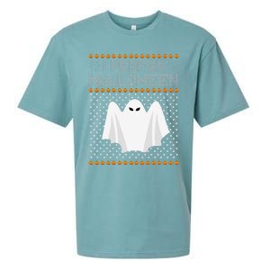 I Prefer Halloween Christmas Funny Funny Ugly Xmas Holiday Funny Sueded Cloud Jersey T-Shirt